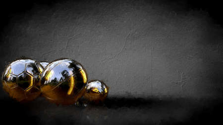 3d rendering of a golden ball on a dark backgroundの写真素材