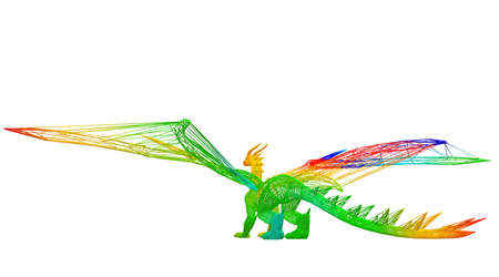 3d rendering of an outlined colorful rainbow animal on whiteの写真素材