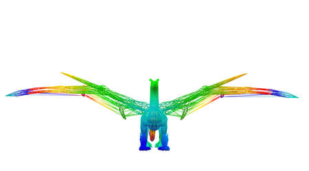 3d rendering of an outlined colorful rainbow animal on whiteの写真素材