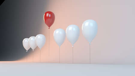 3d rendering of a success concept with balloon ahead inside a studioの写真素材