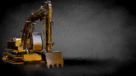 3d rendering of a golden digger on a dark backgroundの写真素材
