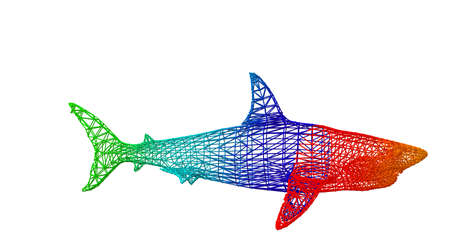 3d rendering of an outlined colorful rainbow animal on whiteの写真素材