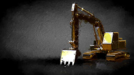 3d rendering of a golden digger on a dark backgroundの写真素材