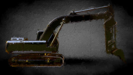 3d rendering of a golden digger on a dark backgroundの写真素材