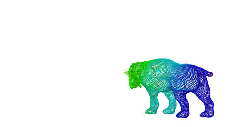 3d rendering of an outlined colorful rainbow animal on whiteの写真素材