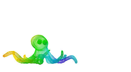 3d rendering of an outlined colorful rainbow animal on whiteの写真素材