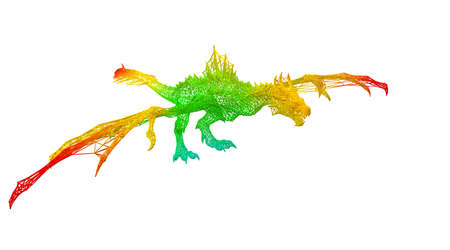 3d rendering of an outlined colorful rainbow animal on whiteの写真素材
