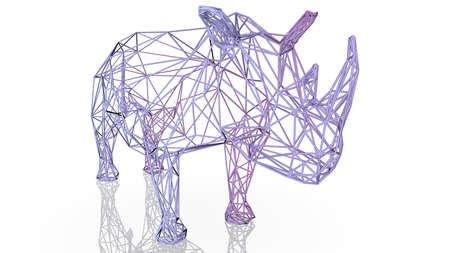 3d rendering of an artistic animal with reflection isolated on white backgroundの写真素材