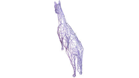 3d rendering of an artistic animal with reflection isolated on white backgroundの写真素材