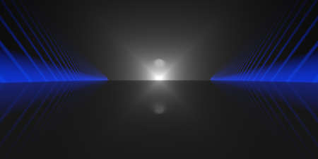 3d rendering of a dark scene with futuristic lights abstractの写真素材