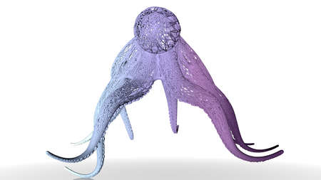 3d rendering of an artistic animal with reflection isolated on white backgroundの写真素材