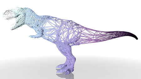 3d rendering of an artistic animal with reflection isolated on white backgroundの写真素材