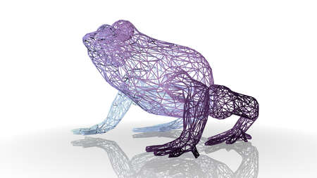 3d rendering of an artistic animal with reflection isolated on white backgroundの写真素材