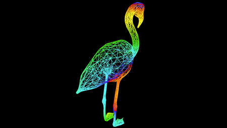 3d rendering of an artistic  object made with colorful rope lines isolated on blackの写真素材