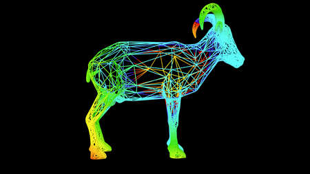 3d rendering of an artistic  object made with colorful rope lines isolated on blackの写真素材