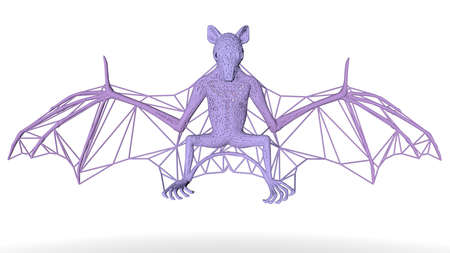 3d rendering of an artistic animal with reflection isolated on white backgroundの写真素材