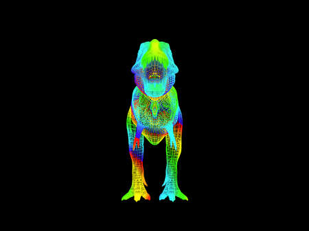 3d rendering of a colorful dino isolated on black backgroundの写真素材