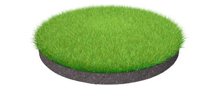 3d rendering of a grass patch isolated on a white backgroundの写真素材