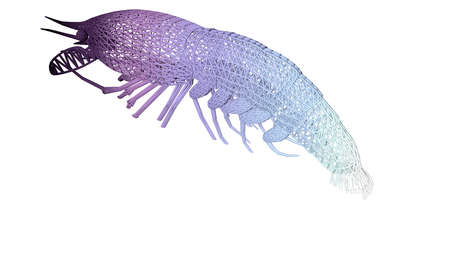 3d rendering of an artistic animal with reflection isolated on white background