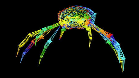 3d rendering of an artistic  object made with colorful rope lines isolated on blackの写真素材