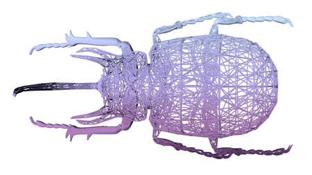 3d rendering of an artistic animal with reflection isolated on white backgroundの写真素材