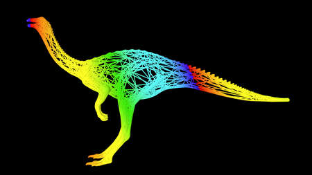 3d rendering of an artistic  object made with colorful rope lines isolated on blackの写真素材