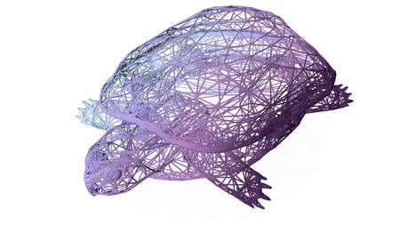 3d rendering of an artistic animal with reflection isolated on white backgroundの写真素材
