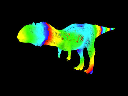 3d rendering of a colorful dino isolated on black backgroundの写真素材