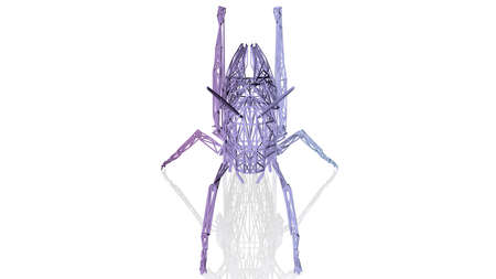 3d rendering of an artistic animal with reflection isolated on white backgroundの写真素材