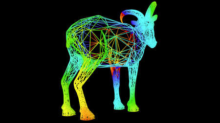 3d rendering of an artistic  object made with colorful rope lines isolated on blackの写真素材