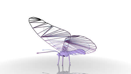 3d rendering of an artistic animal with reflection isolated on white backgroundの写真素材