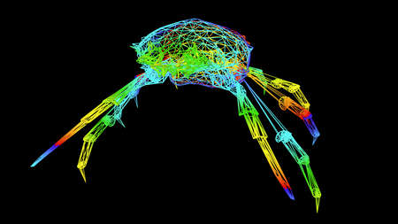 3d rendering of an artistic  object made with colorful rope lines isolated on blackの写真素材