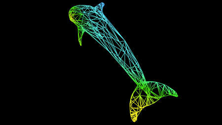 3d rendering of an artistic  object made with colorful rope lines isolated on blackの写真素材