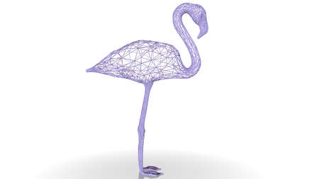 3d rendering of an artistic animal with reflection isolated on white backgroundの写真素材