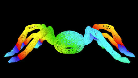 3d rendering of an artistic object made with colorful rope lines isolated on blackの写真素材