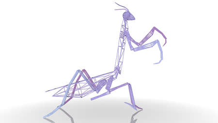 3d rendering of an artistic animal with reflection isolated on white backgroundの写真素材