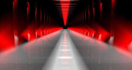 3d rendering of a dark scene with futuristic lights abstractの写真素材
