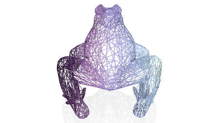 3d rendering of an artistic animal with reflection isolated on white backgroundの写真素材