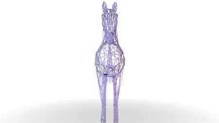 3d rendering of an artistic animal with reflection isolated on white backgroundの写真素材