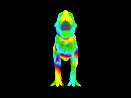 3d rendering of a colorful dino isolated on black backgroundの写真素材