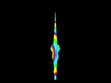 3d rendering of a colorful dino isolated on black backgroundの写真素材