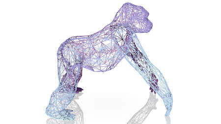 3d rendering of an artistic animal with reflection isolated on white backgroundの写真素材