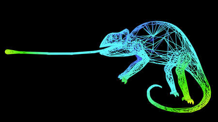 3d rendering of an artistic  object made with colorful rope lines isolated on blackの写真素材