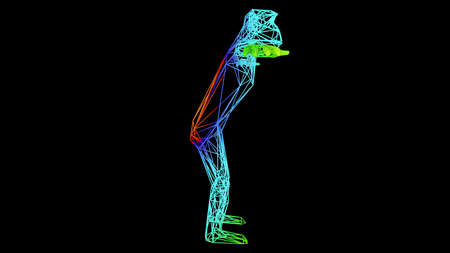 3d rendering of an artistic  object made with colorful rope lines isolated on blackの写真素材