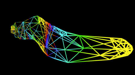 3d rendering of an artistic object made with colorful rope lines isolated on blackの写真素材