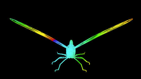 3d rendering of an artistic  object made with colorful rope lines isolated on blackの写真素材