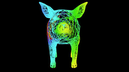 3d rendering of an artistic object made with colorful rope lines isolated on blackの写真素材