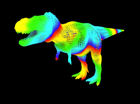 3d rendering of a colorful dino isolated on black backgroundの写真素材
