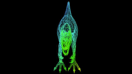 3d rendering of an artistic  object made with colorful rope lines isolated on blackの写真素材