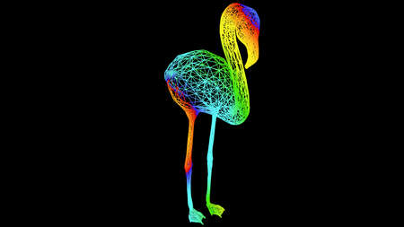 3d rendering of an artistic  object made with colorful rope lines isolated on blackの写真素材